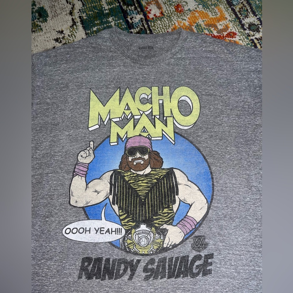 Lot 2 Mens Macho Man Randy Savage T-Shirt 2XL Wrestling Black & Gray XXL S/S